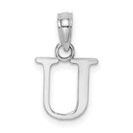 Cargar imagen en el visor de la galería, 14K White Gold Uppercase Initial Letter U Block Alphabet Pendant Charm