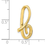將圖片載入圖庫檢視器 14k Yellow Gold Initial Letter B Cursive Chain Slide Pendant Charm