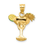 Charger l'image dans la galerie, 14k Yellow Gold Enamel Orange Margarita Cocktail Drink Pendant Charm