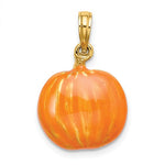 Load image into Gallery viewer, 14k Yellow Gold Enamel Pumpkin Halloween Jack O Lantern Cat Pendant Charm