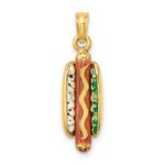 將圖片載入圖庫檢視器 14k Yellow Gold Enamel Hotdog with Bun 3D Pendant Charm