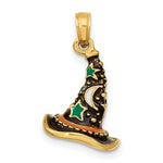 Ladda upp bild till gallerivisning, 14k Yellow Gold Halloween Witch Hat 3D Pendant Charm