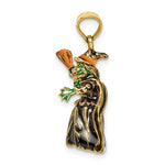 Cargar imagen en el visor de la galería, 14k Yellow Gold Halloween Witch with Broom 3D Pendant Charm
