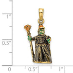 Cargar imagen en el visor de la galería, 14k Yellow Gold Halloween Witch with Broom 3D Pendant Charm