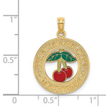 Load image into Gallery viewer, 14k Yellow Gold Enamel Traverse City Michigan Cherry Round Circle Pendant Charm
