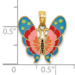 Carica l'immagine nel visualizzatore di Gallery, 14k Yellow Gold with Enamel Butterfly Pendant Charm