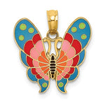 Carica l'immagine nel visualizzatore di Gallery, 14k Yellow Gold with Enamel Butterfly Pendant Charm