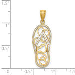이미지를 갤러리 뷰어에 로드 , 14k Yellow Gold Enamel Flip Flop Slipper Sandal Hearts Pendant Charm