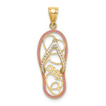 Lade das Bild in den Galerie-Viewer, 14k Yellow Gold Flip Flop Slipper Sandal Love Hearts Pendant Charm
