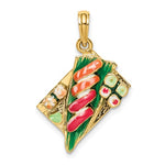 Load image into Gallery viewer, 14k Yellow Gold Enamel Sushi Plate 3D Pendant Charm