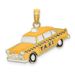 Ladda upp bild till gallerivisning, 14k Yellow Gold with Enamel Yellow Cab Taxi Pendant Charm