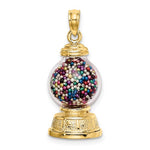 Indlæs billede til gallerivisning 14k Yellow Gold Gumball Machine Glass 3D Pendant Charm