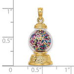 Indlæs billede til gallerivisning 14k Yellow Gold Gumball Machine Glass 3D Pendant Charm