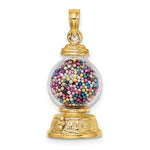 Indlæs billede til gallerivisning 14k Yellow Gold Gumball Machine Glass 3D Pendant Charm
