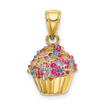 Lade das Bild in den Galerie-Viewer, 14k Yellow Gold Cupcake with Beaded Icing Pendant Charm
