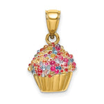Lade das Bild in den Galerie-Viewer, 14k Yellow Gold Cupcake with Beaded Icing Pendant Charm