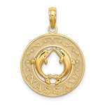 Afbeelding in Gallery-weergave laden, 14k Yellow Gold Nassau Bahamas Dolphins Circle Pendant Charm