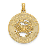Carica l'immagine nel visualizzatore di Gallery, 14k Yellow Gold Annapolis MD Crab Round Circle Pendant Charm