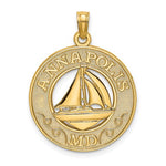 Lade das Bild in den Galerie-Viewer, 14k Yellow Gold Annapolis MD Sailboat Round Circle Pendant Charm