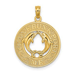 Lade das Bild in den Galerie-Viewer, 14k Yellow Gold Kennebunkport ME Maine Dolphins Round Circle Pendant Charm