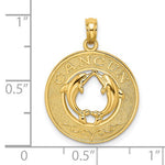 Carica l'immagine nel visualizzatore di Gallery, 14k Yellow Gold Cancun Mexico Dolphins Travel Vacation Pendant Charm