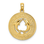Carica l'immagine nel visualizzatore di Gallery, 14k Yellow Gold Cancun Mexico Dolphins Travel Vacation Pendant Charm