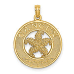 Carica l'immagine nel visualizzatore di Gallery, 14k Yellow Gold Cancun Mexico Starfish Circle Pendant Charm