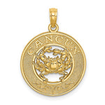 Lade das Bild in den Galerie-Viewer, 14k Yellow Gold Cancun Mexico Crab Circle Pendant Charm