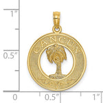 Lade das Bild in den Galerie-Viewer, 14k Yellow Gold Cancun Mexico Palm Tree Circle Pendant Charm