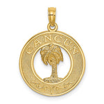 Lade das Bild in den Galerie-Viewer, 14k Yellow Gold Cancun Mexico Palm Tree Circle Pendant Charm
