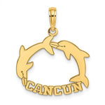 Загрузить изображение в средство просмотра галереи, 14k Yellow Gold Cancun Mexico Dolphins Travel Vacation Pendant Charm