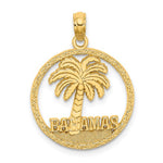 Afbeelding in Gallery-weergave laden, 14k Yellow Gold Bahamas Palm Tree Circle Pendant Charm