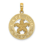 Ladda upp bild till gallerivisning, 14k Yellow Gold Cape Cod Starfish Round Circle Pendant Charm