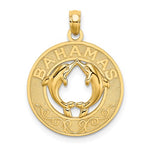 Afbeelding in Gallery-weergave laden, 14k Yellow Gold Bahamas Dolphins Travel Circle Pendant Charm