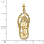 画像をギャラリービューアに読み込む, 14k Yellow Gold Flip Flop Slipper Sandal Turtles Pendant Charm
