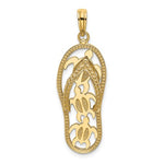 画像をギャラリービューアに読み込む, 14k Yellow Gold Flip Flop Slipper Sandal Turtles Pendant Charm