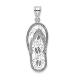 画像をギャラリービューアに読み込む, 14k White Gold Flip Flop Slipper Sandal Turtles Pendant Charm