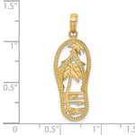 이미지를 갤러리 뷰어에 로드 , 14k Yellow Gold Flip Flop Slipper Sandal Palm Tree Beach Sun Pendant Charm