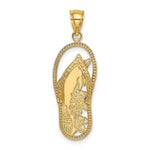 画像をギャラリービューアに読み込む, 14K Yellow Gold Flip Flop Sandal Dolphin Pendant Charm