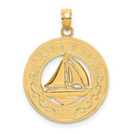 Załaduj obraz do przeglądarki galerii, 14k Yellow Gold Pentwater MI Sailboat Round Circle Pendant Charm