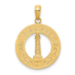 Load image into Gallery viewer, 14k Yellow Gold Pentwater MI Lighthouse Round Circle Pendant Charm