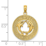 Load image into Gallery viewer, 14k Yellow Gold Mystic CT Dolphins Round Circle Pendant Charm