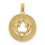 Load image into Gallery viewer, 14k Yellow Gold Mystic CT Dolphins Round Circle Pendant Charm