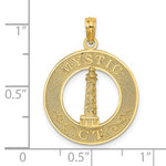 Load image into Gallery viewer, 14k Yellow Gold Mystic CT Lighthouse Round Circle Pendant Charm