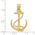 Ladda upp bild till gallerivisning, 14k Yellow Gold Anchor Rope 3D Pendant Charm