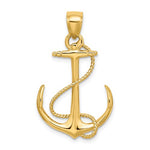 Ladda upp bild till gallerivisning, 14k Yellow Gold Anchor Rope 3D Pendant Charm