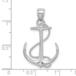 Ladda upp bild till gallerivisning, 14k White Gold Anchor Rope 3D Pendant Charm