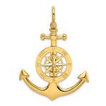 画像をギャラリービューアに読み込む, 14k Yellow Gold Anchor Compass Ship Wheel Nautical 3D Pendant Charm