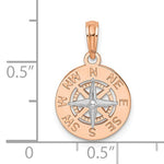 Carregar imagem no visualizador da galeria, 14k Rose White Gold Two Tone Nautical Compass Medallion Pendant Charm