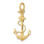画像をギャラリービューアに読み込む, 14k Yellow Gold Anchor Rope Shackle Textured 3D Pendant Charm